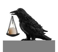 Candle Holder - Resin Raven Lamp Candle Sticks Holder | Scary Statue Decorative Table Centerpieces For Kitchen Events Indoor Tabletop Haunted House Living Room Bedroom