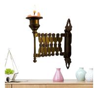 Candle Holder - Wall Mounted Telescopic Taper Stand, Vintage Metal Candlestick Display | Retro Decorative Design, Wedding Home Wall Decor, Brass Metal, 15.2x5.1x13.9 cm
