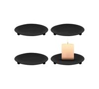 Candle Holders 4Pcs Black Retro Pillar Candle Holders 10cm Iron Candle Tray Candlestick