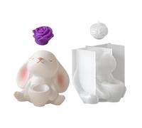 Candle Making Molds - 3D Coniglio Removable Flower Insert Crafts, Easter Bunny Silicone Mold | For Making Family Friends Students Men Women Easter Birthday Party Home Indoor