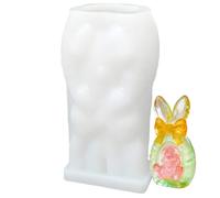 Candle Making Molds - Non Sticky Easy Release Silicone, Easter Bunny Casting Mould, Kitchen Home Plaster Resin DIY Crafts Arts Supply, White Flexible Rabbit Shape Manual Soap Jar Tool Accessory