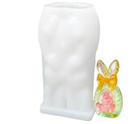 Candle Making Molds - Non Sticky Easy Release Silicone, Easter Bunny Casting Mould, Kitchen Home Plaster Resin DIY Crafts Arts Supply, White Flexible Rabbit Shape Manual Soap Jar Tool Accessory