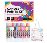 Candle Paint, 24-Piece Candle Painting Kit, Fabric Decorating Supplies for Creative Hobbyists, DIYers Craft Activities on Glass Vases, Clothes, T-Shirts, Jackets, Scarves, and Artistic Projects