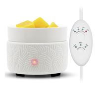 Candle Wax Melts Warmer Burner - Ceramic Essential Oil Warmer 3-in-1 Wax Melter Timer Adjust Fragrance Intensity Auto Shut Off for Scented Wax Tart Cube Aromatherapy Home Office Bedroom Decor Gifts