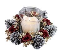Candle Wreath Ring Garland - artificial foliage combining elegant floral elements forming decorative holder accenent elevating atmosphere throughout holiday interiors | for mantel dining ho