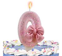 Candles - Candle di compleanno con numeri di compleanno, decorazione a tema reunions per celebrazione, celebrazione supplies Birthday Cake Topperglittering Candle with Bowknot - Happy Birthday Cake