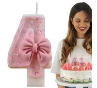 Candles - Candle di compleanno con numeri di compleanno, decorazione a tema reunions per celebrazione, celebrazione supplies Birthday Cake Topperglittering Candle with Bowknot - Happy Birthday Cake