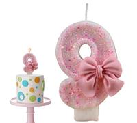 Candles - Candle di compleanno con numeri di compleanno, decorazione a tema reunions per celebrazione, celebrazione supplies Birthday Cake Topperglittering Candle with Bowknot - Happy Birthday Cake