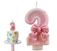 Candles - Candle di compleanno con numeri di compleanno, decorazione a tema reunions per celebrazione, celebrazione supplies Birthday Cake Topperglittering Candle with Bowknot - Happy Birthday Cake