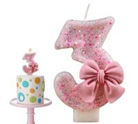 Candles - Candle di compleanno con numeri di compleanno, decorazione a tema reunions per celebrazione, celebrazione supplies Birthday Cake Topperglittering Candle with Bowknot - Happy Birthday Cake