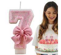 Candles - Candle di compleanno con numeri di compleanno, decorazione a tema reunions per celebrazione, celebrazione supplies Birthday Cake Topperglittering Candle with Bowknot - Happy Birthday Cake