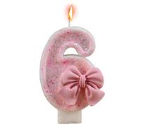 Candles - Candle di compleanno con numeri di compleanno, decorazione a tema reunions per celebrazione, celebrazione supplies Birthday Cake Topperglittering Candle with Bowknot - Happy Birthday Cake