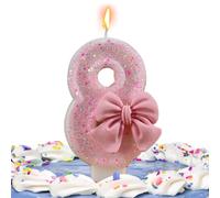 Candles - Candle di compleanno con numeri di compleanno, decorazione a tema reunions per celebrazione, celebrazione supplies Birthday Cake Topperglittering Candle with Bowknot - Happy Birthday Cake