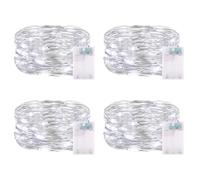 CandLuc 4 x 50 LEDs Stringa Luci a Batteria, 5M Luci LED a Batteria Luminosa con Timer Lucine LED Decorative a Batteria Impermeabile per Interni Esterni, Casa, Natale, DIY, Feste