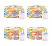 CandLuc 4 x 50 LEDs Stringa Luci a Batteria, 5M Luci LED a Batteria Luminosa con Timer Lucine LED Decorative a Batteria Impermeabile per Interni Esterni, Casa, Natale, DIY, Feste