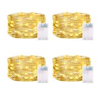 CandLuc 4 x 50 LEDs Stringa Luci a Batteria, 5M Luci LED a Batteria Luminosa con Timer Lucine LED Decorative a Batteria Impermeabile per Interni Esterni, Casa, Natale, DIY, Feste