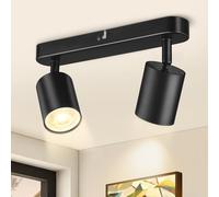CandLuc Faretti Led Soffitto Orientabili, GU10 Lampada Faretti da Soffitto 2 Luce, Moderna Nero Lampadario Faretti Interno per Cucina, Soggiorno, Camera da Letto, Lampadina Non Inclusa