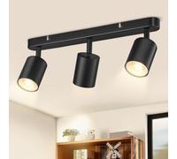 CandLuc Faretti Led Soffitto Orientabili, GU10 Lampada Faretti da Soffitto 3 Luce, Moderna Nero Lampadario Faretti Interno per Cucina, Soggiorno, Camera da Letto, Lampadina Non Inclusa