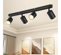 CandLuc Faretti Led Soffitto Orientabili, GU10 Lampada Faretti da Soffitto 4 Luce, Moderna Nero Lampadario Faretti Interno per Cucina, Soggiorno, Camera da Letto, Lampadina Non Inclusa