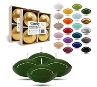 Candly Handmade© 4 candele galleggianti grandi di alta qualità, Ø 70 mm, per compleanno e onomastico, matrimonio, ricevimento di nozze, elegante decorazione per la casa, candele (verde oliva)