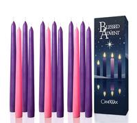 CANDWAX 30,5 cm cono candele dell'avvento 3 set - candele coniche candelabri non profumati, candele a lunga combustione, perfette come corona dell'avvento - candele viola dell'avvento