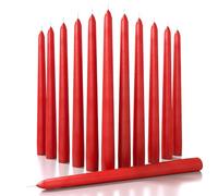 CANDWAX Set di 12 Candele Affusolate da 30 cm - Candele Senza Gocciolamenti e Senza Fumo - Candele Affusolate a Lunga Combustione Ideali come Candele Natalizie o Candele da Cena - Сandele Rosse