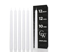 CANDWAX Set di 12 Candele Affusolate da 30 cm - Candele Senza Gocciolamenti e Senza Fumo - Candele Affusolate a Lunga Combustione Ideali come Candele Natalizie o Candele da Cena - Candele Bianche