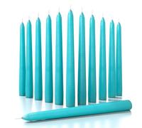 Candwax - Set di 12 candele coniche da 20,3 cm, candele da cena, senza goccia, alte candele a lunga durata, perfette per cene, feste o matrimoni, candele color turchese