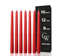 CANDWAX Set di 12 candele coniche da 25,4 cm, antigoccia e inodore, perfette per candelieri o eventi, candele rosse