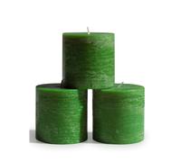 CANDWAX Set di 3 Candele 7,6x7,6 cm - Candele a Colonna Senza Profumo e Senza Gocciolamenti - Ideali come Candele per la Casa o Candele Grandi per l'Arredamento Interno - Candele Verde Prato