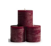 CANDWAX Set di 3 candele a colonna 3x3 - Candele rustiche decorative Candele senza profumo e senza gocciolamento - Ideali come candele per decora