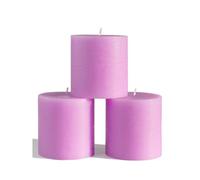 CANDWAX, Set di 3 candele decorative rustiche non profumate e senza gocciolamento, ideali come candele nuziali o grandi candele per interni di casa, 3 x 3, candele lilla