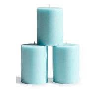 CANDWAX, Set di 3 candele decorative rustiche non profumate e senza gocciolamento, ideali come candele nuziali o grandi candele per interni di casa, 3 x 4, candele turchesi chiare