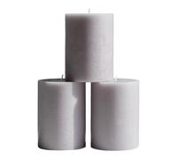 CANDWAX, Set di 3 candele decorative rustiche non profumate e senza gocciolamento, ideali come candele nuziali o grandi candele per interni di casa, 3 x 4, candele grigio chiaro