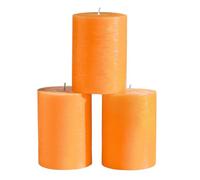 CANDWAX, Set di 3 candele decorative rustiche non profumate e senza gocciolamento, ideali come candele del Ringraziamento o grandi candele per interni della casa, 3x4, candele arancioni