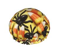 Candy And Plastic Spiders Cuffia da impermeabile, Cuffia elastica per capelli da bagno Protezione ambientale Cuffia da bagno per capelli, Doppio strato impermeabile Cappello da da bagn