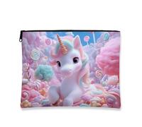 Candy - Astuccio per trucco magico con cerniera, piccola borsa da viaggio in tela da donna, organizer per la cura della pelle, regalo di compleanno e primavera, Pastello, 7x9 Inch, Cavallo magico