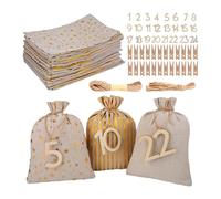 Candy Bag Countdown, 24 Days Festive Numbered Treat Pouch Set & Holiday Hanging Display with Drawstring Design, Reusable Countdown Calendar, for Adults Kids Family Home School Office Party.