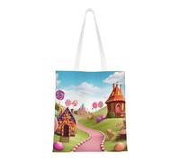 Candy Beautiful Land Tote Bag per le donne, borse a tracolla in tela con tasche borsa per la spesa carino riutilizzabile borse della spesa