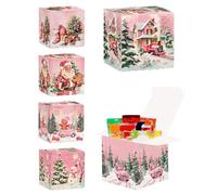 Candy Box - Baking Boxes | Food Box | 6X Pink Holiday Baking Boxes, Christmas Candy Box, Home Decoration Party Supplies Christmas Goodie Boxes For Cupcakes, biscotti, pastries, brownies