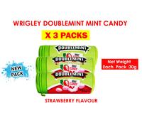 Candy Breath Mints Wrigley's Doublemint Sweets Fragola Gusto 3 confezioni NUOVE