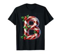 Candy Cane B Lettera Christmas Joy Maglietta