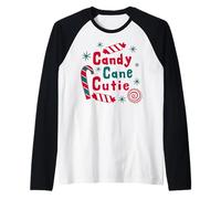 Candy Cane Cutie Divertente Natale Corrispondenza Famiglia Maglia con Maniche Raglan