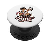 Candy Cane Cutie Reindeer Christmas Cute Holiday Design PopSockets PopGrip Adesivo