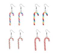 Candy Cane Earrings for Women Fun Christmas Candy Cane Charm Earring Sparkling Holiday Accessories for Parties(4PCS*MIX)