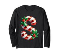 Candy Cane Lettera S Christmas Delight Maglia a Manica