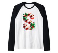 Candy Cane Lettera S Christmas Delight Maglia con Maniche Raglan
