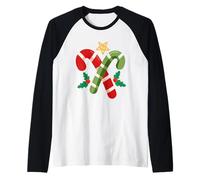Candy Canes Natale Vacanze Natale Maglia con Maniche Raglan