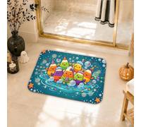 Candy Corn Party Celebration Halloween Bagno Tappeti 50x81 Pollici | Tema del partito, tappetino da bagno, illustrazione fantasiosa, sfondo foglia di tè, superficie morbida