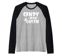 Candy Corn Queen Halloween Divertente Autunno Maglia con Maniche Raglan